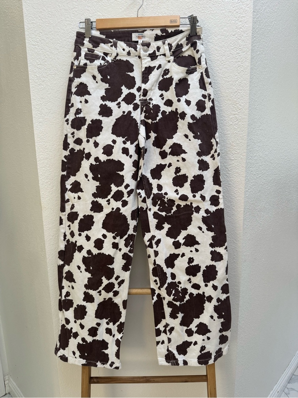 Cow Print Wide Leg Pants - Brown & White Wide Leg Streetwear Comfy